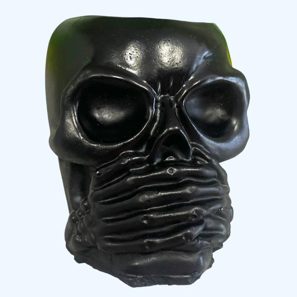 Череп підсвічник чорний 8 см